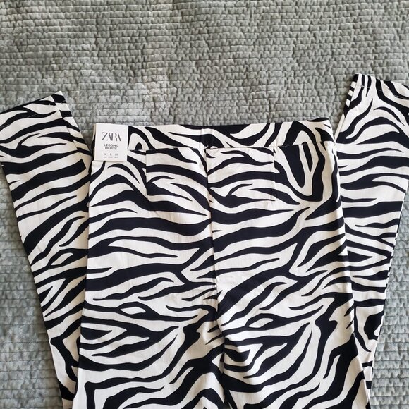 NWT Zara Zebra Print High Waist Leggings Pants, Size Large - Picture 7 of 10